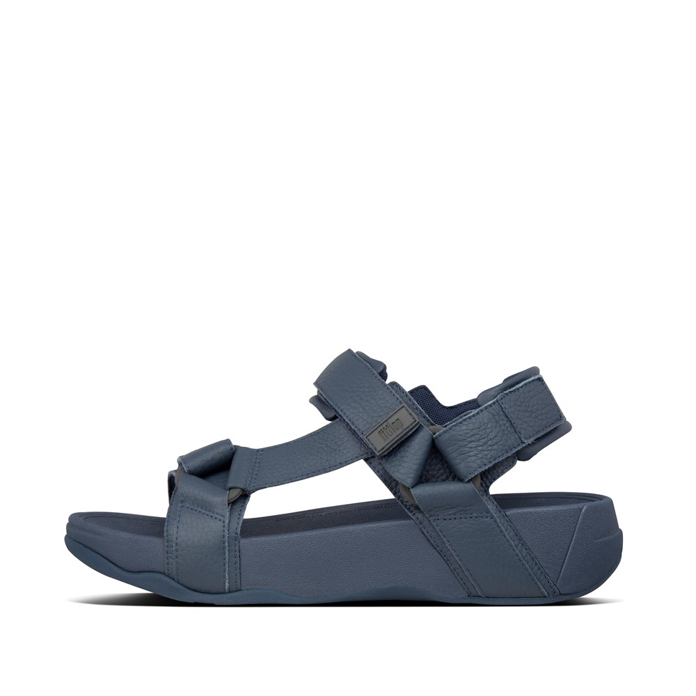 Fitflop Mens Sandals Navy - Ryker Leather Mix Back-strap - 21IHZFKYD